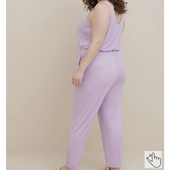 Torrid Henley Jumpsuit Cover Up / Loungewear / Pajamas - Terry Lilac, Size 4 - Picture 3 of 7